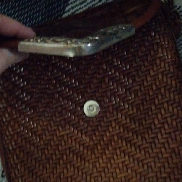 Brighton Brown Woven Leather Crossbody Bag. Rehab Bag. - Picture 3 of 8